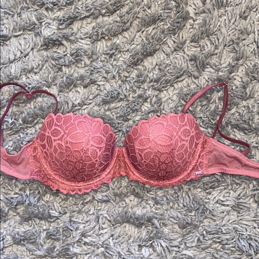 PINK Low Cut Lace Push Up Bra